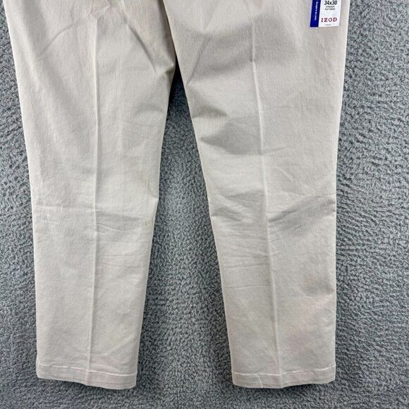 NEW Izod Performance Stretch Pants Mens 34 Tan Chino Trouser Flex Waist NWT $70 - Picture 7 of 16